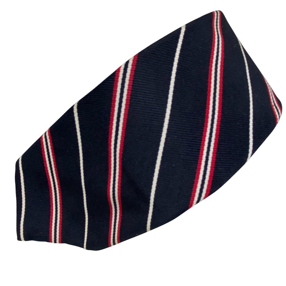 Berkley Cravats Repp Tie Mens Black Red White Striped VTG 54x3